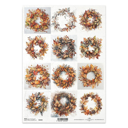 ITD Reispapier Decoupage Bastelpapier Serviettentechnik-R2492 Herbstgirlanden