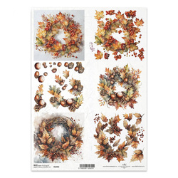 ITD Reispapier Decoupage Bastelpapier Serviettentechnik-R2493 3D-Herbstgirlanden