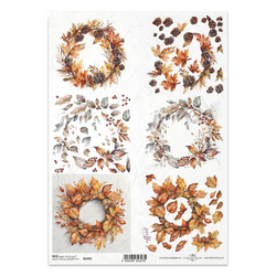 ITD Reispapier Decoupage Bastelpapier Serviettentechnik-R2495 Herbstgirlanden 3D-Tannenzapfen