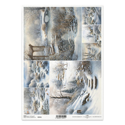 ITD Reispapier Decoupage Bastelpapier Serviettentechnik-R2555 Wintergarten, Schnee