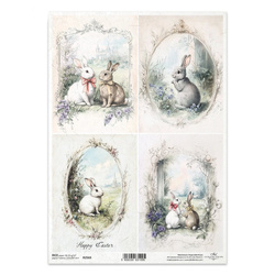 ITD Reispapier Decoupage Bastelpapier Serviettentechnik-R2569 Rahmen für Osterhasen