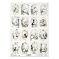 ITD Reispapier Decoupage Bastelpapier Serviettentechnik-R2573 Katzen Hunde Hasen