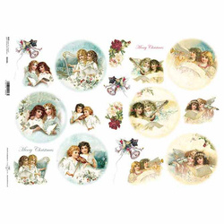 ITD Reispapier Decoupage Bastelpapier Serviettentechnik-R348L - A3 Weihnachtsengel