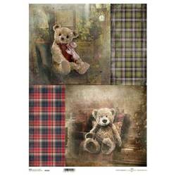 ITD Reispapier Decoupage Bastelpapier Serviettentechnik-R630L - A3-Teddybären, Weihnachten