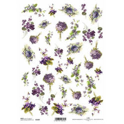 ITD Reispapier Decoupage Bastelpapier Softpapier, R1449 Blumen, Veilchen, Bouquet