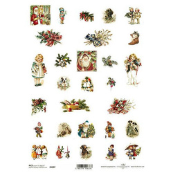 ITD Reispapier Decoupage Bastelpapier Softpapier, R1807 Weihnachtsmann, Dekorationen