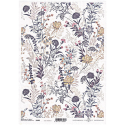 ITD Reispapier Decoupage Bastelpapier Softpapier Serviettentechnik, ITD-R1885 Blumen, Wiese