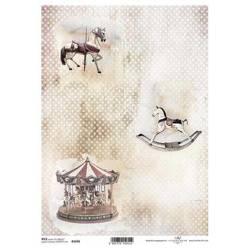 ITD Reispapier Decoupage Bastelpapier Softpapier Serviettentechnik, Karussell R1646