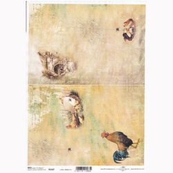 ITD Reispapier Decoupage Bastelpapier Softpapier Serviettentechnik, Ländliche Ansichten, Hähne, Hühner, alte Mühle R2187