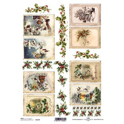 ITD Reispapier Decoupage Bastelpapier Softpapier Serviettentechnik, Stechpalme R1279