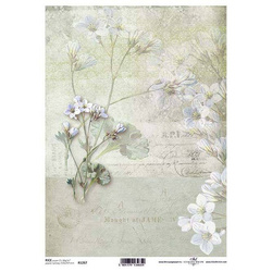 ITD Reispapier für Decoupage ITD-R1267 / Retro, Blumen, Aufschriften