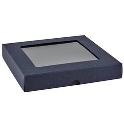 Kartenbox mit Fenster quadratisch navy blau - RzP