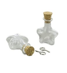 Kleines Transparent Glasflaschen Klarglasflasche mit Korken 2 Stk.