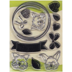 LEANE Transparent Acryl Stempel Motivstempel Clear Stamp - Wreath with pets, Girlande mit Tieren