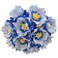 LOTUS 35mm 25Stk Scrapbooking Maulbeerpapier Blumen Flower, zweifarben blau