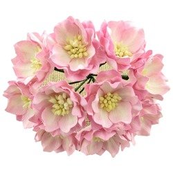 LOTUS 35mm 25Stk Scrapbooking Maulbeerpapier Blumen Flower,zweifarben rosa-ivory