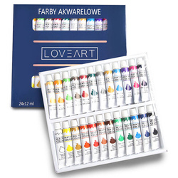 LOVEART Aquarellfarben Set 24 Tuben x 12 ml Aquarell Künstlerfarben Watercolor