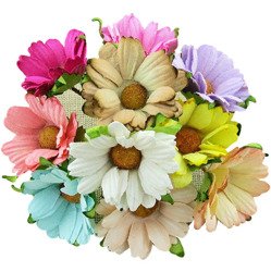 MARGERITEN 45mm 50Stk Scrapbooking Maulbeerpapier Blumen Flowers, mehrfarbig