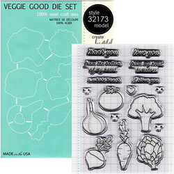 MEMORY BOX Stanzform Präge Stanzschablone Cutting Die + Briefmarke - Veggie Good - Gemüse