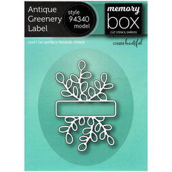 MEMORY BOX Stanzformen Set Stanzschablone Scrapbooking Die Cut, Antique Greenery Label Blattrahmen