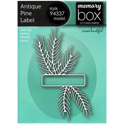 MEMORY BOX Stanzformen Set Stanzschablone Scrapbooking Die Cut, Antique Pine Label Rahmen mit Zweigen