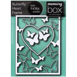 MEMORY BOX Stanzformen Set Stanzschablone Scrapbooking Die Cut, Butterfly Heart Frame Rahmen mit Schmetterlingen 94386
