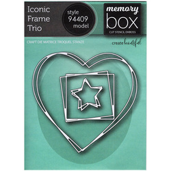 MEMORY BOX Stanzformen Set Stanzschablone Scrapbooking Die Cut, Iconic Frame Trio Herz Stern Quadrat 94409
