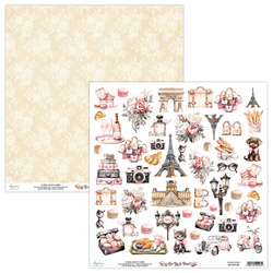 MINTAY 30x30cm doppelseitig Scrapbooking Papier mit Elementen - See You In Paris