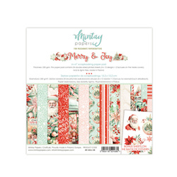 MINTAY Set 24Stk 15x15cm doppelseitig Scrapbooking Papier 240g - Merry & Joy