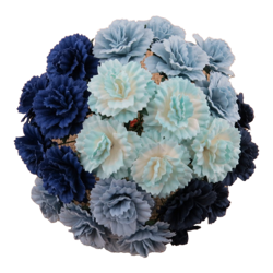 NELKEN 25mm 50Stk Scrapbooking Maulbeerpapier Blumen Flowers, blau mix