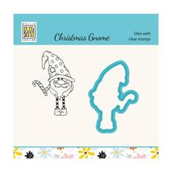 NELLIE'S - Stempel mit Stanze Stanzschablone Scrapbooking Cutting Die - Gnome, Zwerg Zuckerstange