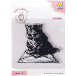 NELLIE'S Transparent Acryl Stempel Motivstempel Clear Stamp, ANI025 Kätzchen mit Umschlag