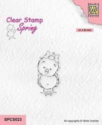 NELLIE'S Transparent Acryl Stempel Motivstempel Clear Stamp - Chick SPCS023 Küken mit Schleife (schimmernd)