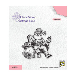 NELLIE'S Transparent Stempel Motivstempel Clear Stamp - Santa on a chair,  Weihnachtsmann auf einem Stuhl CT051