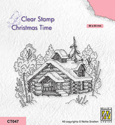 NELLIE'S Transparent Stempel Motivstempel Clear Stamp, Winterblick, Chalet, Hütte CT047