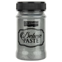 PENTART Deluxe PASTE Effektpaste, Basteln, für Schablonen Platin 100 ml