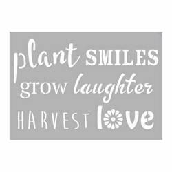 PRONTY Maske selbstklebende Schablone STENCIL  A3 - Plants Smiles grow lauhter harvest love