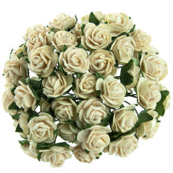 ROSEN Geöffnete 15 mm 50 Stk. Scrapbooking Maulbeerpapier Blumen Flowers, beige