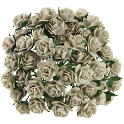 ROSEN Geöffnete 20 mm 50 Stk Scrapbooking Maulbeerpapier Blumen Flowers kaffeefarbe