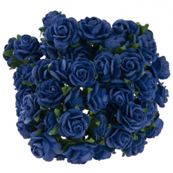 ROSEN Geöffnete 20mm 50Stk Scrapbooking Maulbeerpapier Blumen Flowers marineblau