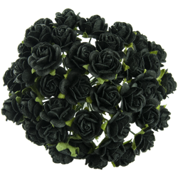 ROSEN Geöffnete 25 mm 25 Stk. Scrapbooking Maulbeerpapier Blumen Flowers, schwarz