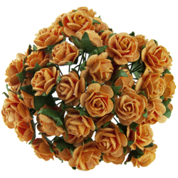 ROSEN Geöffnete 25 mm 50 Stk. Scrapbooking Maulbeerpapier Blumen Flowers, orange