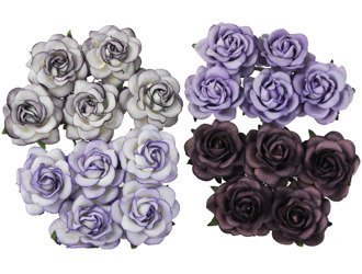 ROSEN Trellis 40mm 20Stk Scrapbooking Maulbeerpapier Blumen Flower, violett mix