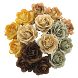 ROSEN Trellis 40mm 25Stk Scrapbooking Maulbeerpapier Blumen Flower, beige mix