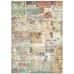 Reispapier Decoupage Bastelpapier A4 - Stamperia - Art of Travelling - Fahrkarten