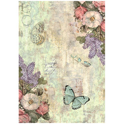 Reispapier Decoupage Bastelpapier A4 - Stamperia - Blumen und Schmetterlinge