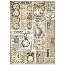 Reispapier Decoupage Bastelpapier A4 - Stamperia - Brocante Antiquitäten Uhren