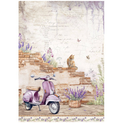 Reispapier Decoupage Bastelpapier A4 - Stamperia - Lavender Vespa