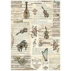 Reispapier Decoupage Bastelpapier A4 - Stamperia - Music Instrumente