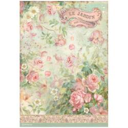 Reispapier Decoupage Bastelpapier A4 - Stamperia -  Rose Parfum Le Jardin